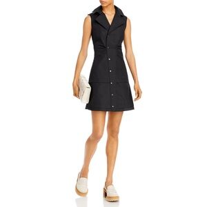 DEREK LAM 10 CROSBY Satina Tiered Sleeveless Shirtdress Black NWT